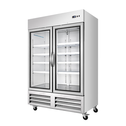 54 in. Commercial Two Glass Door Convertible Reach-In Refrigerator/Freezer with 49 Cu. Ft. Capacity in Stainless Steel, ETL Listed (KM-RIC-2DGD)