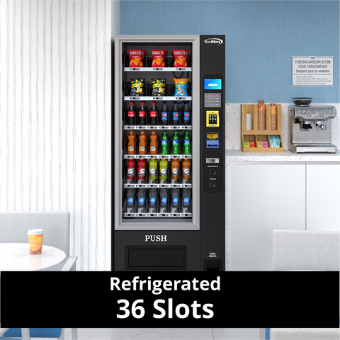 Refrigerated Snack Vending Machine with 36 Slots in Black