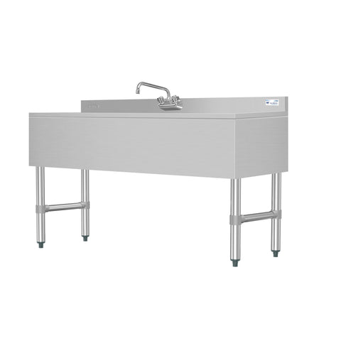 60 in. Three-Compartment Commercial Bar-Sink with 3 in. Backsplash, Dual Drainboards with Faucet, NSF Certified in Stainless-Steel (SBR3B60-LR-320)