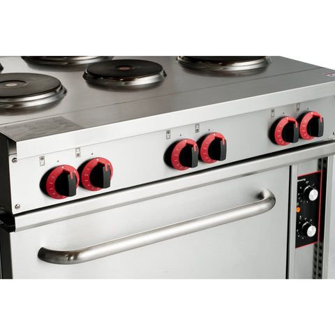 36 in. Commercial Electric Range with 6 Burners and 1 Standard Electric Oven in Stainless Steel - 208V 3-Phase (KM-CR36-E)