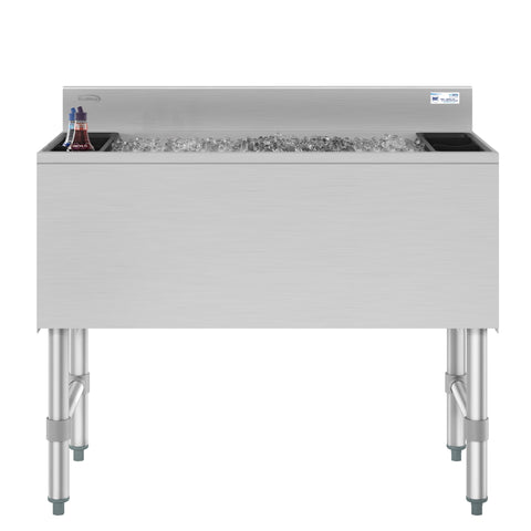 36 in. Commercial Underbar Ice Bin with Siding Lid in Stainless Steel (KM-UIB-1836)