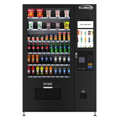 Refrigerated Snack Vending Machine with 60 Slots and 22 Inch Touch Screen with Bill and Coin Acceptor in Black (KM-VMRT-50-BC)