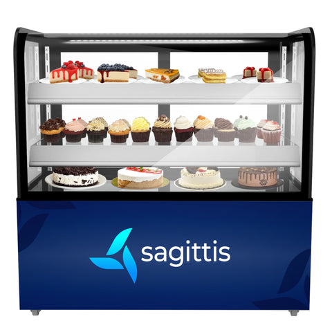 48 in. Refrigerated Bakery Display Case, Stainless Steel Frame, Curved Glass Front, 13 cu. ft. CDHF-14C. - Wrap