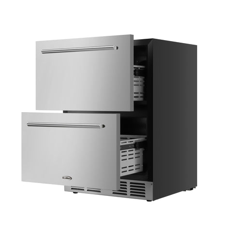 24 in.  Built-in Two-Drawer Outdoor Refrigerator in Stainless-Steel (KM-OKS-RD2)