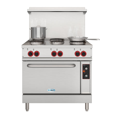 36 in. Commercial Electric Range with 6 Burners and 1 Standard Electric Oven in Stainless Steel - 208V 3-Phase (KM-CR36-E)