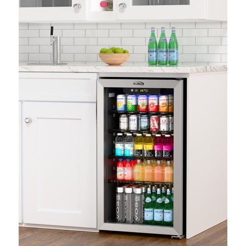 18 in. 3.2 Cu. Ft. Beverage Refrigerator Merchandiser with Stainless Steel Trim and Touch Panel For Soda, Beer or Wine (KM-BR32SS)