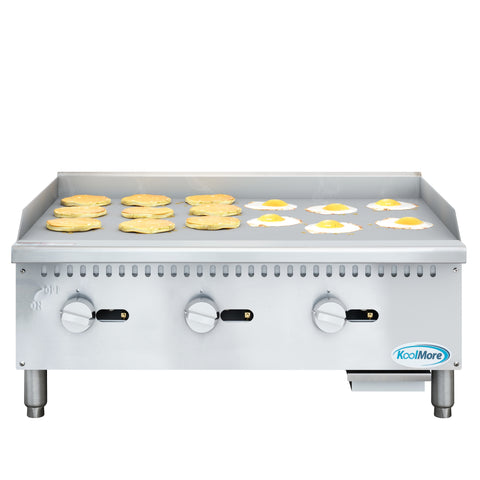 36 in. Natural Gas 3-Burner Griddle with 90,000 BTU in Stainless-Steel (KM-GG3-36M)