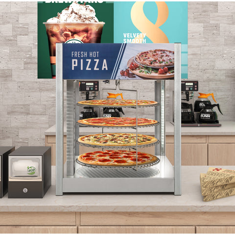 24 in. Commercial Pizza Display Warmer for 18 in. Pies with 4 Rotating Racks in Stainless-Steel (KM-HPD4-18)