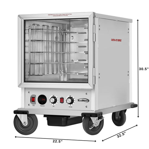 33 in. Commercial Half Size Non-Insulated 12-Pan Holding Cabinet with Wire Racks and Solid Dutch Doors in Silver (KM-CHP12-WNGL)