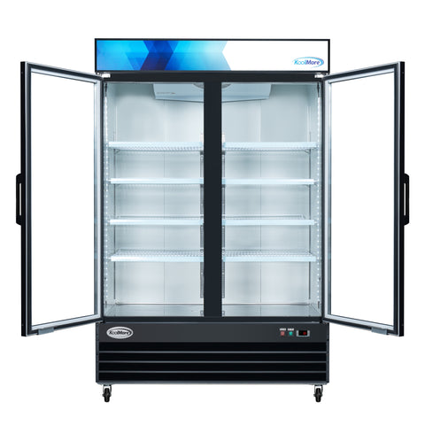 53 in. Commercial Merchandiser Refrigerator with Two Swinging Glass Doors,45 cu. ft. and LED Lighting in Black (MDR-2GD-45C)