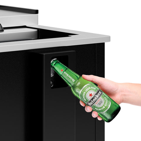 25 in. Commercial Bottle Cooler in Black with Built-In Opener, ETL Listed, 5 cu. ft. (KM-BOC25-BK)