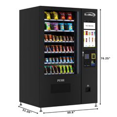 50 in. 60-Slot Snack Vending Machine with 22-inch Touch Screen, Credit Card Reader, Bill and Coin Acceptor in Black, Non-Refrigerated (KM-VMNT-50-BCR)