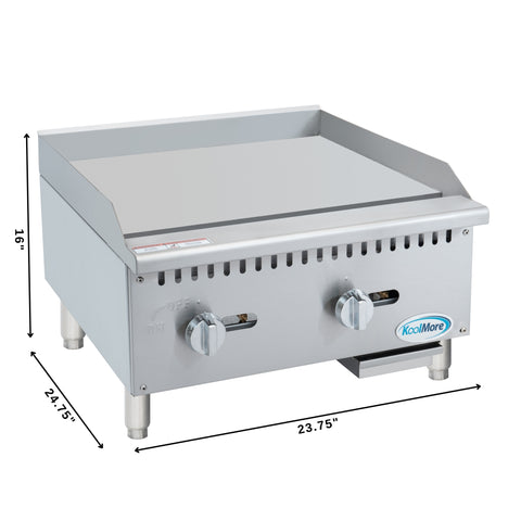 24 in. Natural Gas 2-Burner Griddle with 60,000 BTU in Stainless-Steel (KM-GG2-24M)