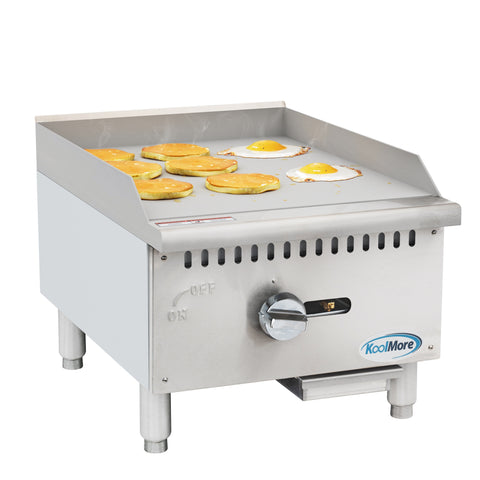 18 in. Natural Gas 1-Burner Griddle with 30,000 BTU in Stainless-Steel (KM-GG1-18M)
