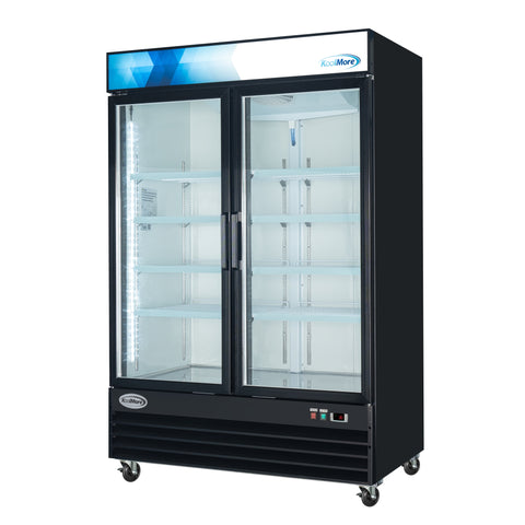 53 in. Commercial Merchandiser Refrigerator with Two Swinging Glass Doors,45 cu. ft. and LED Lighting in Black (MDR-2GD-45C)