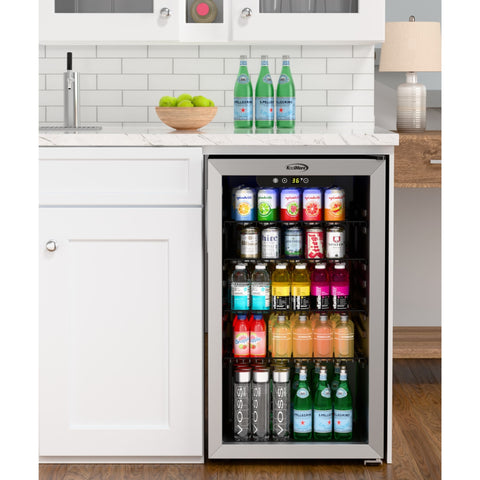 18 in. 3.2 Cu. Ft. Beverage Refrigerator Merchandiser with Stainless Steel Trim and Touch Panel For Soda, Beer or Wine (KM-BR32SS)