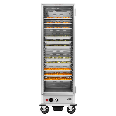33 in. Commercial Non-Insulated Heated Holding Cabinet with 36-Pan Capacity and Glass Door in Silver (KM-CH36-SNGL)