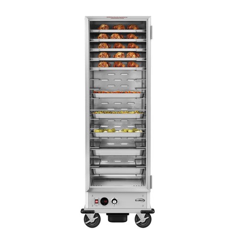 33 in. Commercial Non-Insulated Heated Holding Cabinet with Wire Racks and Glass Door in Silver (KM-CH36-WNGL)