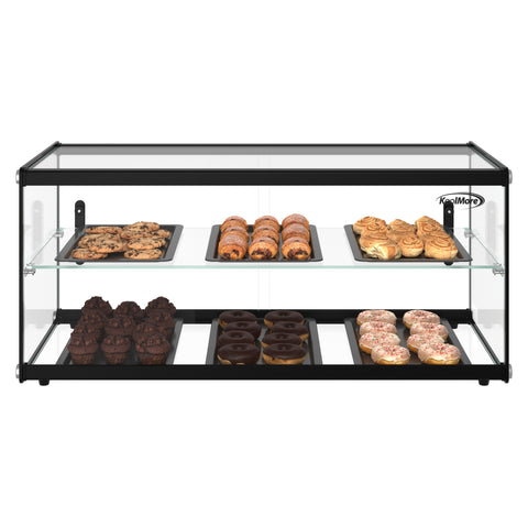 33 in. 2 Tiered Pastry Display Case With Shelf and Sliding Door, 3.2 cu. ft. Capacity, ETL Listed (KM-DC-3CSBK)