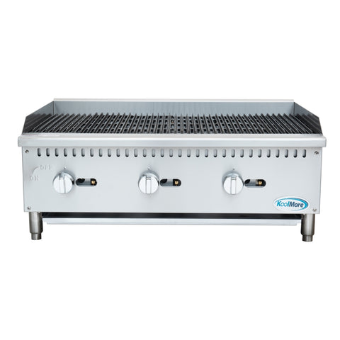 36 in. Commercial 3-Burner Natural Gas Charbroiler with 90,000 BTU in Stainless-Steel (KM-GCB3-36M)