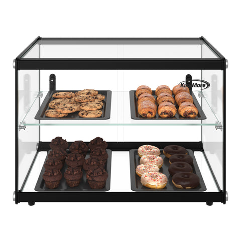 22 in. Tiered Pastry Display Case With Shelf and Sliding Door  ETL Certified, 2.2 cu. ft. Capacity (KM-DC-2CSBK)