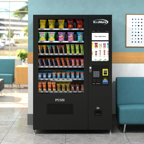 Non-Refrigerated Snack Vending Machine with 60 Slots, Credit Card Reader, and Bill acceptor with 22 Inch Touch Screen in Black (KM-VMNT-50-BR)