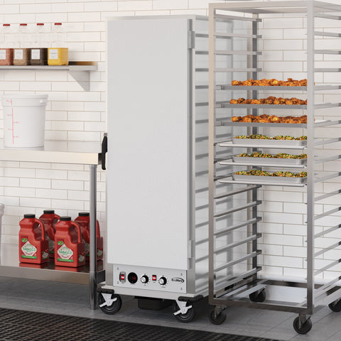 33 in. Commercial Insulated Heated Holding/Proofing Cabinet with Wire Racks and Solid Door in Silver (KM-CHP36-WISS)