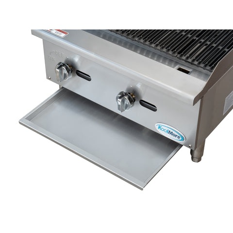 24 in. Commercial 2-Burner Natural Gas Charbroiler with 60,000 BTU in Stainless-Steel (KM-GCB2-24M)