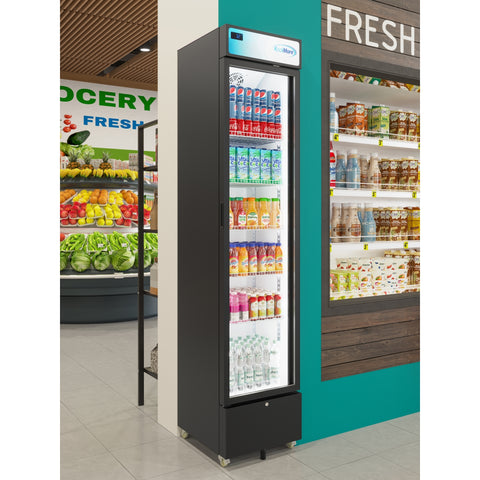 17 in. Slim Commercial Merchandiser Refrigerator 7 Cu. Ft. in Black, ETL Listed (KM-MDR-17S)