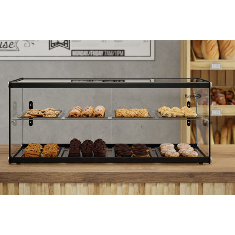 36 in. 2 Tiered Pastry Display Case With Shelf and Sliding Door, 4.2 cu. ft. Capacity, ETL Listed (KM-DC-4CSBK)