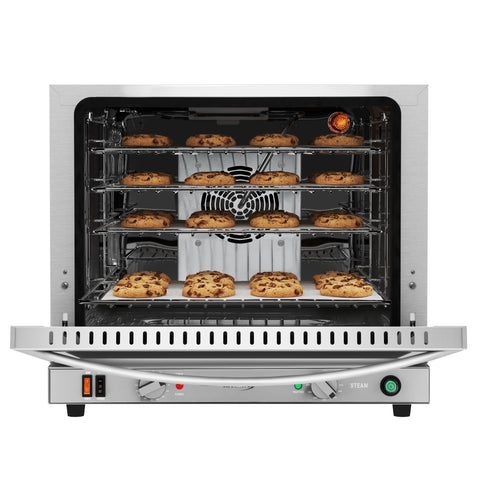 23 in. Countertop Convection Oven for Half-Size Pans with 4 Racks 2800W of Power and Steam Injection, 240V in Stainless-Steel (KM-CTCO-23STI)