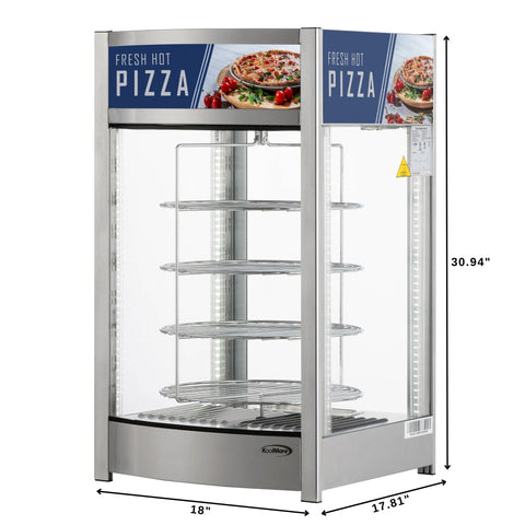 18 in. Commercial Pizza Display Warmer for 12 in. Pies with 4 Rotating Racks in Stainless-Steel (KM-HPD4-12)