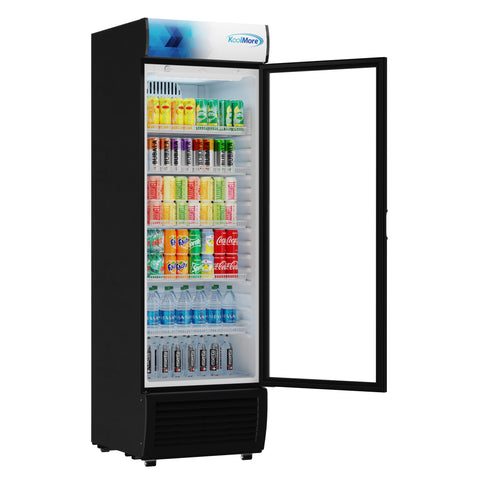 26 in. Commercial Merchandiser Refrigerator with LED Lights, 15 Cu. Ft. in Black (KM-MDR-1GD-15C)