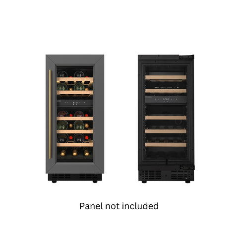 KoolMore Reserve 15 in. Under-Counter Panel Ready Dual Zone Built-in Wine Cooler with 23 Bottle Capacity and Wooden Shelves in Black (KM-CW28DZ-WPR)