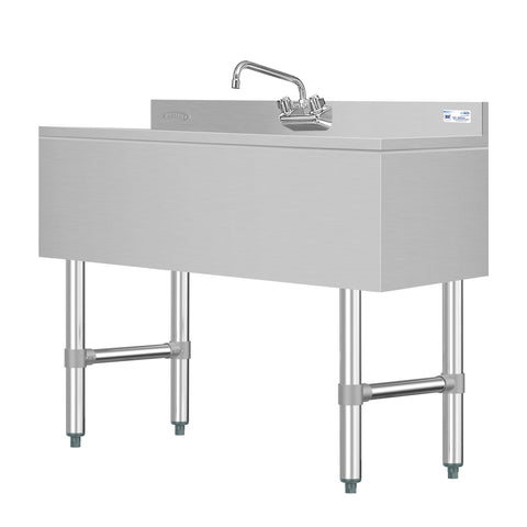 38 in. Three-Compartment Commercial Bar Sink with 3 in. Backsplash and Faucet, NSF Certified in Stainless Steel (SBR3B38-320)