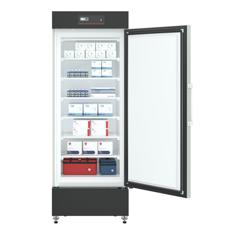 27 in. -25 C Upright Medical Freezer For Pharmacy / Laboratory With Dynamic Freeze, LED Display, Multi-Level Emergency Alarms and Precise Temperature Control, 10.8 Cu. Ft. in Stainless-Steel (KM-PHF-10C)