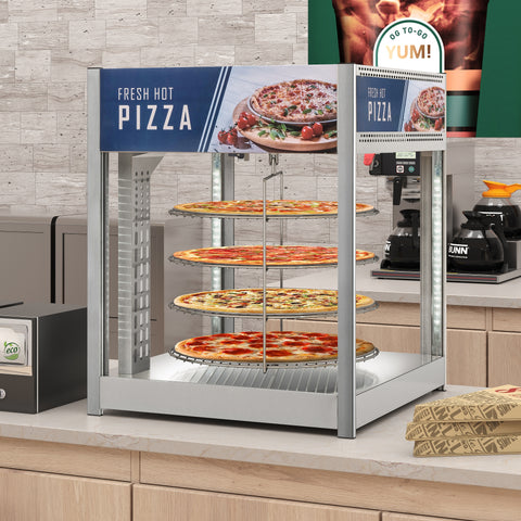 24 in. Commercial Pizza Display Warmer for 18 in. Pies with 4 Rotating Racks in Stainless-Steel (KM-HPD4-18)