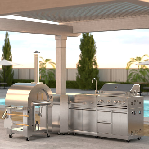 Pizza Oven Prefab Barbecue Island L Shaped Outdoor Kitchen Island