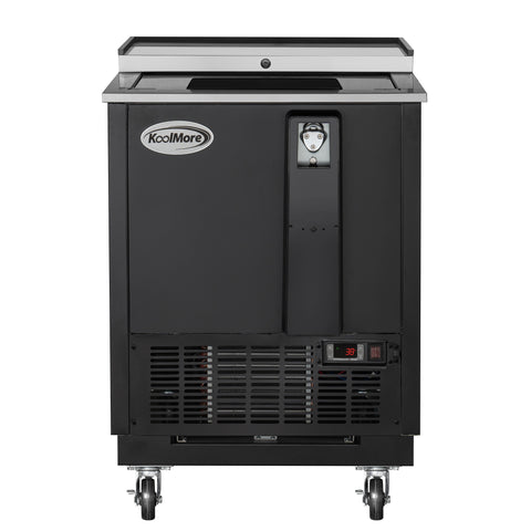 25 in. Commercial Bottle Cooler in Black with Built-In Opener, ETL Listed, 5 cu. ft. (KM-BOC25-BK)