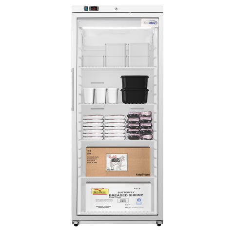 30 in. 21 cu. ft. Commercial Auto Defrost Glass Door Reach-In Freezer in White (KM-RIF-1GD21C-A)