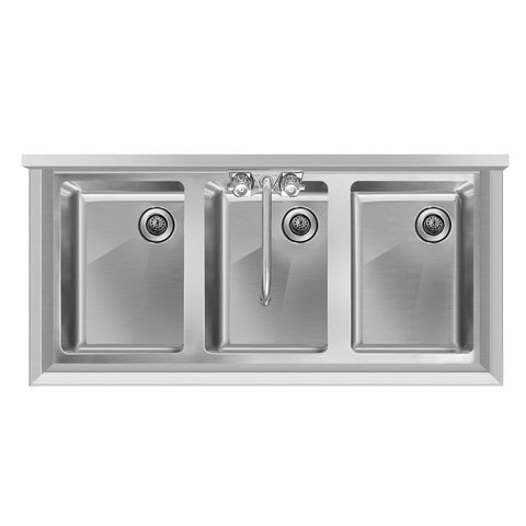 38 in. Three-Compartment Commercial Bar Sink with 3 in. Backsplash and Faucet, NSF Certified in Stainless Steel (SBR3B38-320)