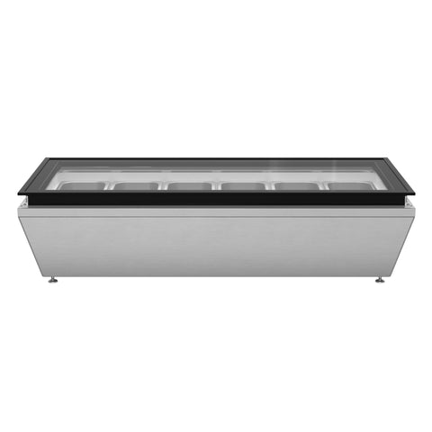 45 in. 6-Pan Countertop Ice Cream Display Freezer with Glass Top in Stainless-Steel (KM-CGD-6P45)