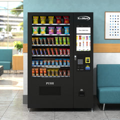 50 in. 60-Slot Snack Vending Machine with 22-inch Touch Screen, Credit Card Reader, Bill and Coin Acceptor in Black, Non-Refrigerated (KM-VMNT-50-BCR)
