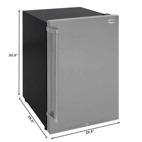 21 in. Outdoor Refrigerator with IPX 4 Rating and Glass Shelves and Crisper, 4.4 Cu. ft. in Stainless-Steel (KM-OKS-OFRC-44SS)