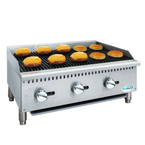 36 in. Commercial 3-Burner Natural Gas Charbroiler with 90,000 BTU in Stainless-Steel (KM-GCB3-36M)