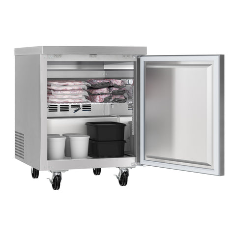 27 in. One-Door Commercial Undercounter Freezer in Stainless Steel with Casters, ETL Listed (KM-UCF-1DSS)