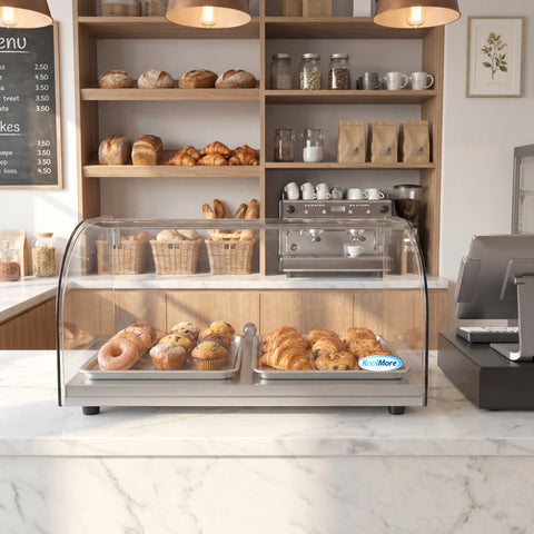 22 in. Countertop Bakery Display Case with Front Curved Glass and Rear Door, 0.9 cu. ft. DC-1C.