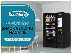 50 in. 60-Slot Snack Vending Machine with 22-inch Touch Screen, Credit Card Reader, Bill and Coin Acceptor in Black, Non-Refrigerated (KM-VMNT-50-BCR)