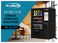 50 in. 60-Slot Snack Vending Machine with 22-inch Touch Screen, Credit Card Reader and Bill Acceptor in Black, Non-Refrigerated (KM-VMNT-50-BR)