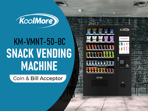 Non-Refrigerated Snack Vending Machine with 60 Slots, Coin and Bill Acceptor, and 22 Inch Touch Screen in Black (KM-VMNT-50-BC)